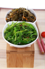 Sea kale in bowls close-up on napkin