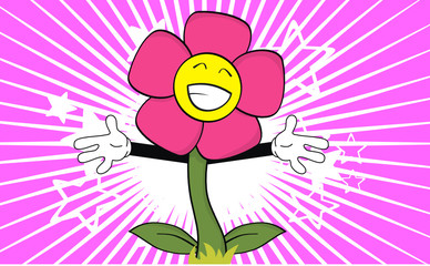 happy flower character cartoon background in vector format