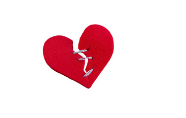 mended heart on white