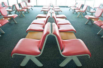 International airport building and boarding gate indoor