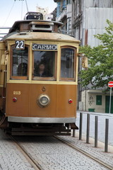 Naklejka na ściany i meble Old wooden tram, Porto, Portugal