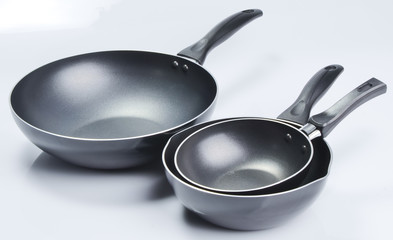 Pan with handle on white background