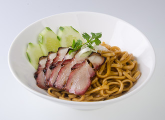 pork noodle. BBQ pork noodle bowl