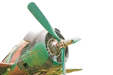 Old retro plane on a white background.