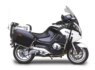 Papier Peint photo Lavable Moto Moto de police - Angle de vue latérale