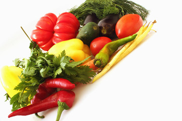 vegetables on the white background