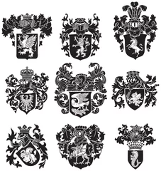 Fotobehang set of heraldic silhouettes No3 © Gennady Poddubny