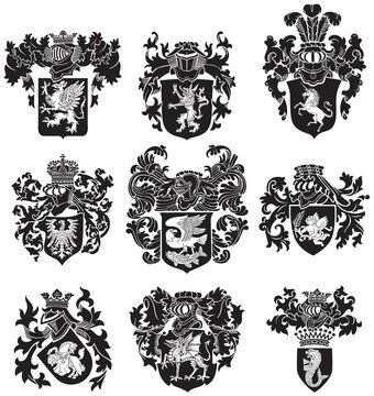 set of heraldic silhouettes No3