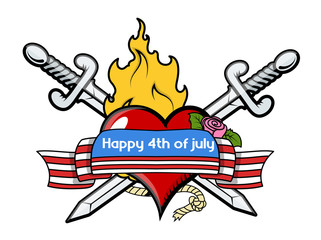 Happy 4th of july patriotic love tattoo