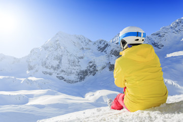 Fototapeta na wymiar Winter, ski - woman enjoying winter on ski vacation