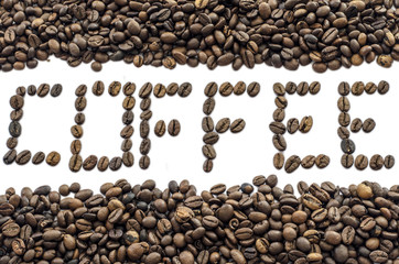 coffee text made of coffee bean