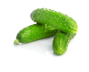 green cucumbers  isolated on white background