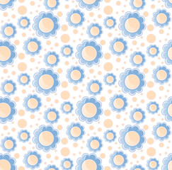 Colorful cartoon style flowers seamless pattern