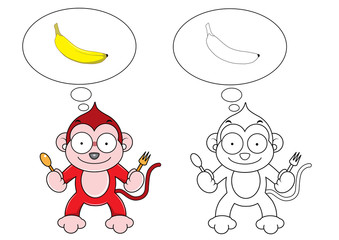 Cartoon monkey with banana