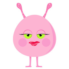 Pink vector cartoon girl-monster