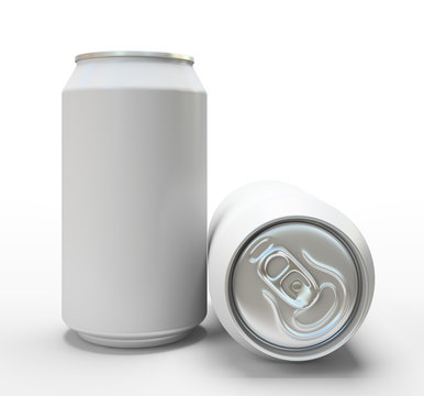 White alluminium cans on white background