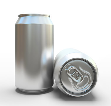 Blank alluminium cans on white background