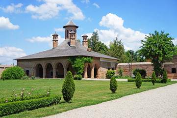 The courtyard of the Mogosaia Palace in Romania