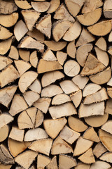 stack of firewood prepared for winter