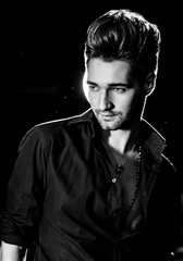 night fashion hair elegant man in black