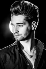 night fashion hair elegant man in black