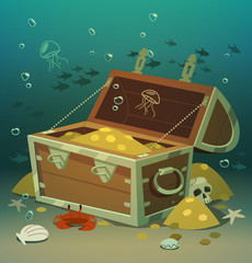 Treasure chest at the bottom of the sea © Darumo