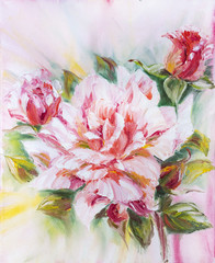 Beautiful rose, oil painting on canvas