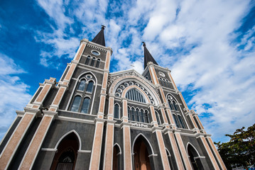 Gothic church at Chantaburi Thailand and blue sky