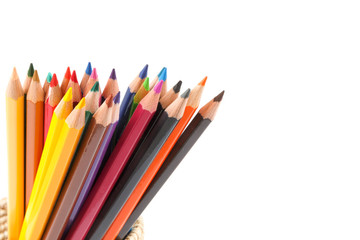 Colour pencils isolated and white background