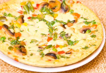 omelette with mushrooms and vegetables