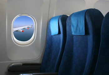 airplane seat and window