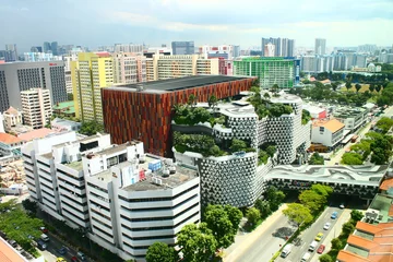 Papier Peint photo Singapour Vue de dessus du centre-ville de Singapour, quartier de la rue Bugis