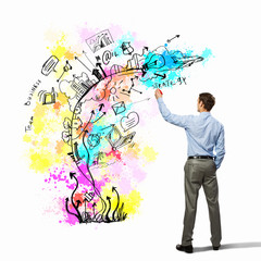 Back view of businessman