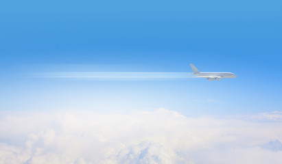 Fototapeta na wymiar Image of airplane in sky