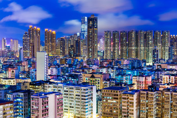 Residential district in Hong Kong at night