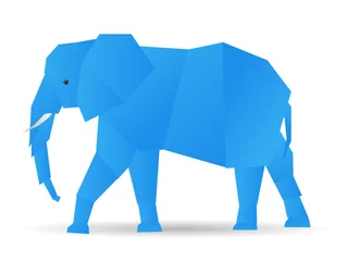 Crédence de cuisine en verre imprimé Animaux géométriques origami mignon éléphant en bleu