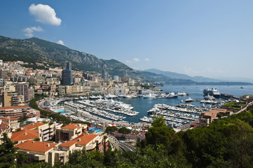 Fototapeta na wymiar Panoramic View of Port Hercule and Monte Carlo, Monaco