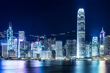 Selbstklebende Fototapete Hong Kong Wahrzeichen von Hongkong bei Nacht