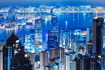 Tableaux ronds sur plexiglas Anti-reflet Hong Kong Point de repère de Hong Kong depuis le pic