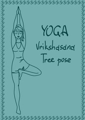 Outline girl in Tree yoga pose