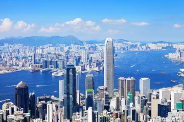 Keuken spatwand met foto Hong Kong skyline © leungchopan