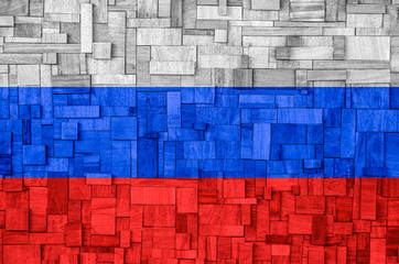Russian Flag on a wooden Background