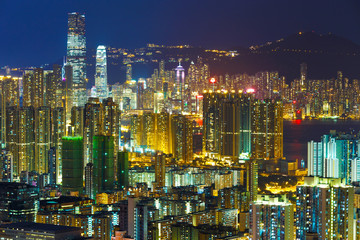Fototapeta na wymiar Urban city at night in Hong Kong