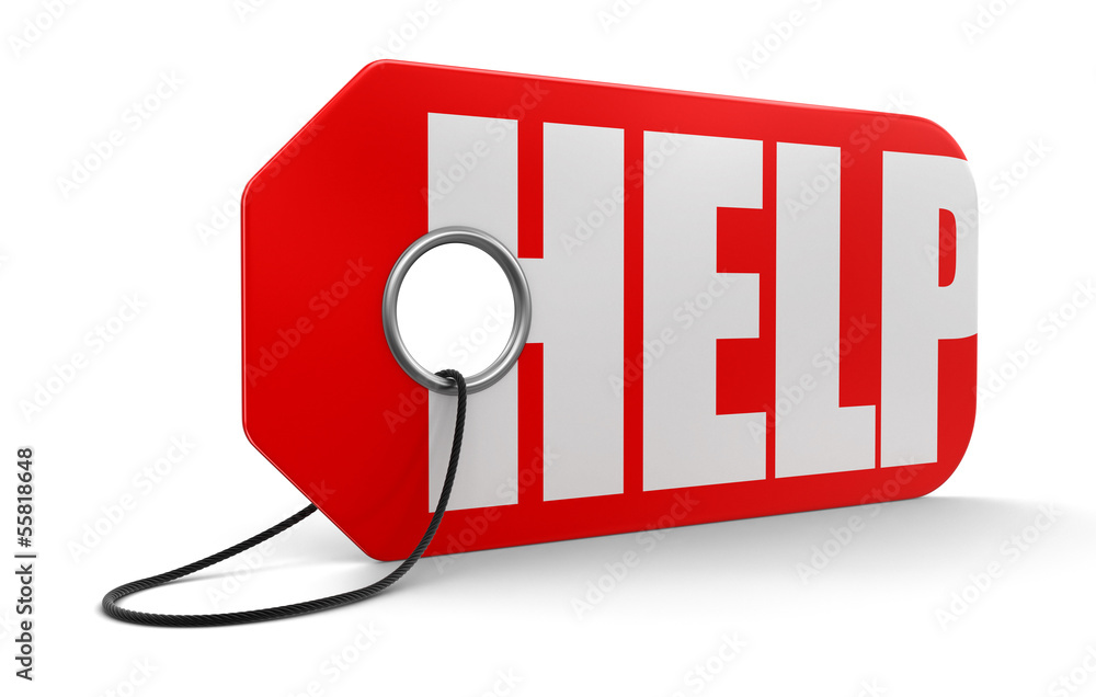 Poster label with help (clipping path included)