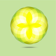 Yellow diamond flower in the air abstract background