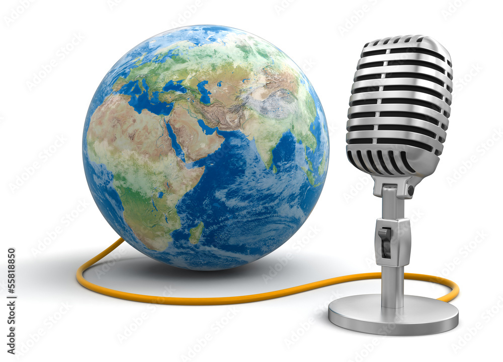 Poster globe and microphone (clipping path included)