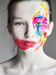 color face art woman close up portrait - 55820049