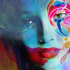 color face art woman close up portrait