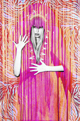 grunge pink art portrait woman face