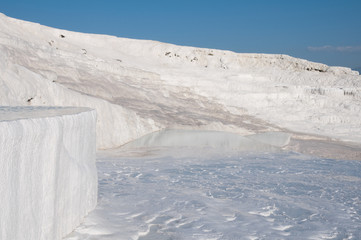 Travertine pools and terraces in Pamukkale (Turkey)